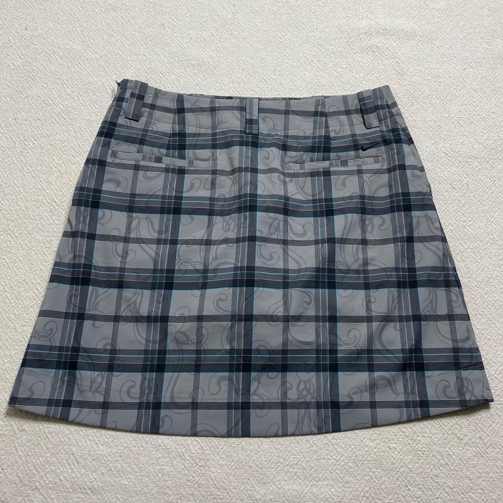 Nike Golf Dri-Fit Grey Blue Plaid Skort Skirt 6 - Picture 6 of 7